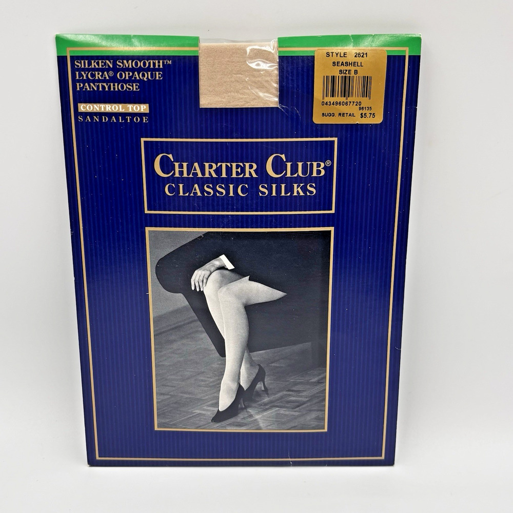 Charter Club Silken Smooth Opaque Seashell Pantyhose B Sandal Toe Women's